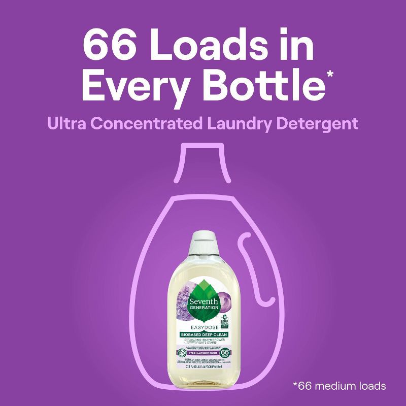 slide 3 of 10, Seventh Generation EasyDose Ultra Concentrated 66-Loads Laundry Detergent Lavender-23.1 fl oz: Dye-Free, Animal By-Product-Free, Naturally Derived, 23.1 fl oz