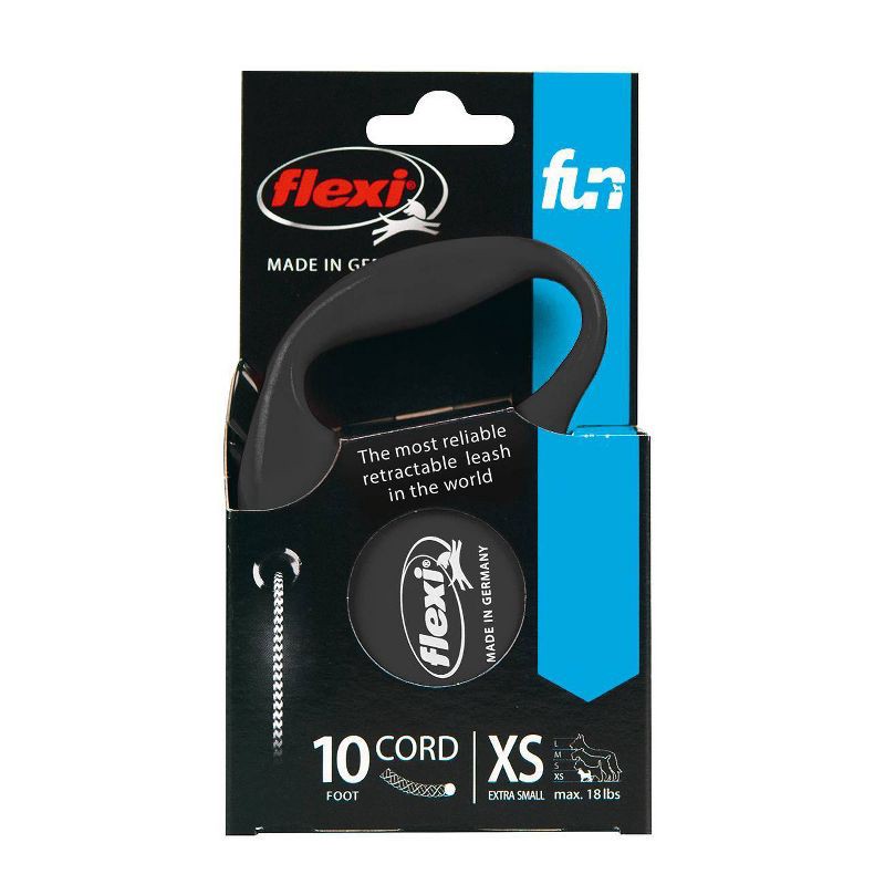 slide 1 of 8, Flexi Fun Retractable 10ft Dog Leash - Black - XS - 0 to 18lbs, 10 ft, 18 lb