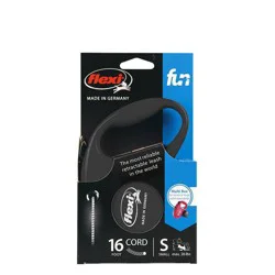 Flexi Fun Retractable 16ft Dog Leash - Black - S - 18 to 26lbs