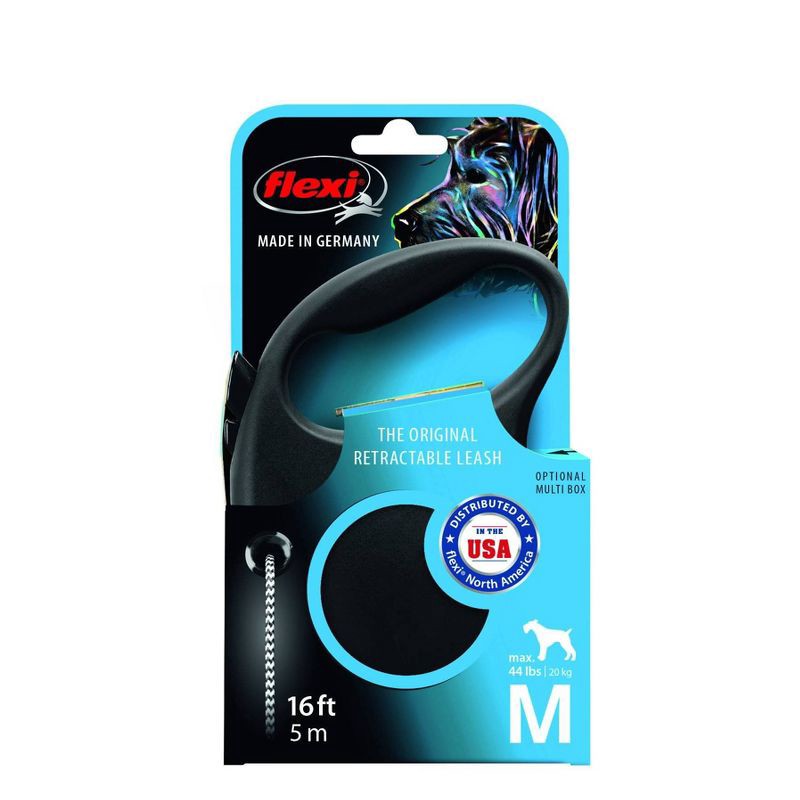 slide 1 of 7, Flexi Fun Retractable 16ft Dog Leash - Black - M - 26 to 44lbs, 16 ft, 44 lb