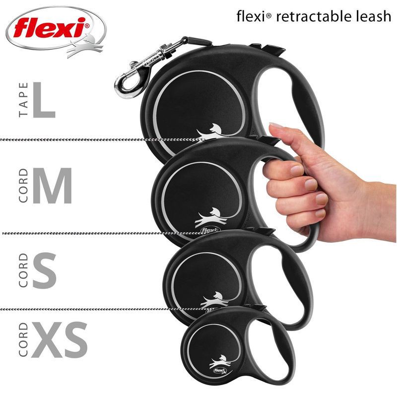 slide 4 of 7, Flexi Fun Retractable Dog Leash - Black - L - 16ft - 44 to 110lbs, 16 ft, 110 lb