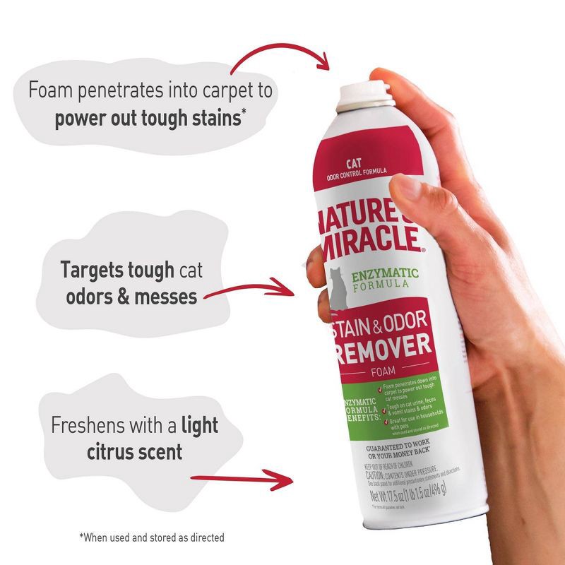 slide 6 of 9, Nature's Miracle Cat Stain & Odor Aerosol - 17.5oz, 17.5 oz
