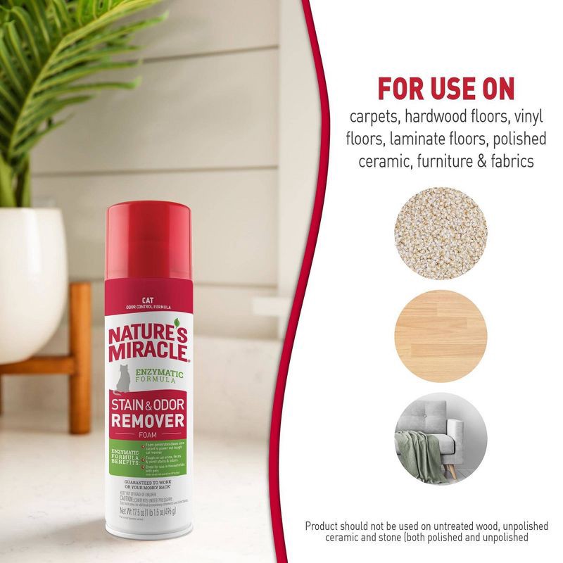 slide 7 of 9, Nature's Miracle Cat Stain & Odor Aerosol - 17.5oz, 17.5 oz