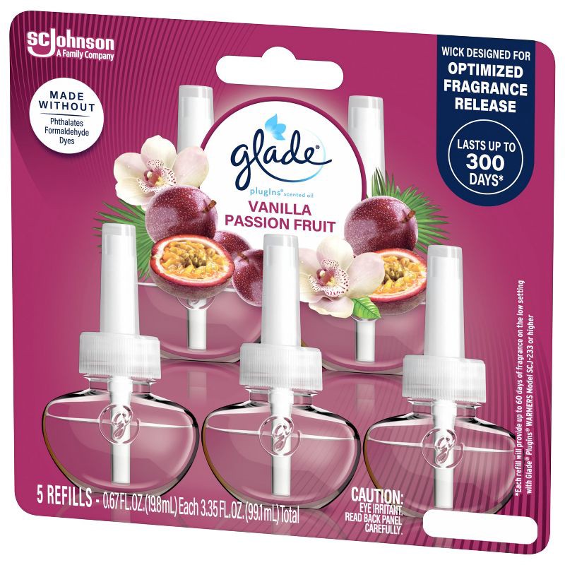 slide 15 of 16, Glade Air Freshener Plug Ins Scented Oil Diffuser Refills - Vanilla Passion Fruit - 3.35 fl oz/5pk, 5 ct; 3.35 fl oz