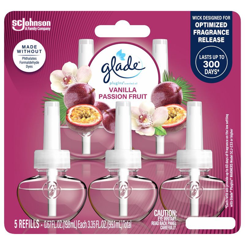 slide 4 of 16, Glade Air Freshener Plug Ins Scented Oil Diffuser Refills - Vanilla Passion Fruit - 3.35 fl oz/5pk, 5 ct; 3.35 fl oz
