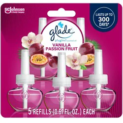 Glade Air Freshener Plug Ins Scented Oil Diffuser Refills - Vanilla Passion Fruit - 3.35 fl oz/5pk