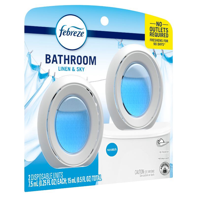 slide 12 of 13, Febreze Linen & Sky Bathroom Air Freshener - 2ct, 2 ct