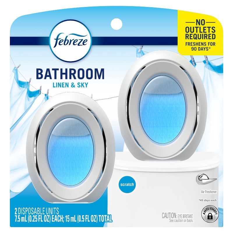 slide 10 of 13, Febreze Linen & Sky Bathroom Air Freshener - 2ct, 2 ct