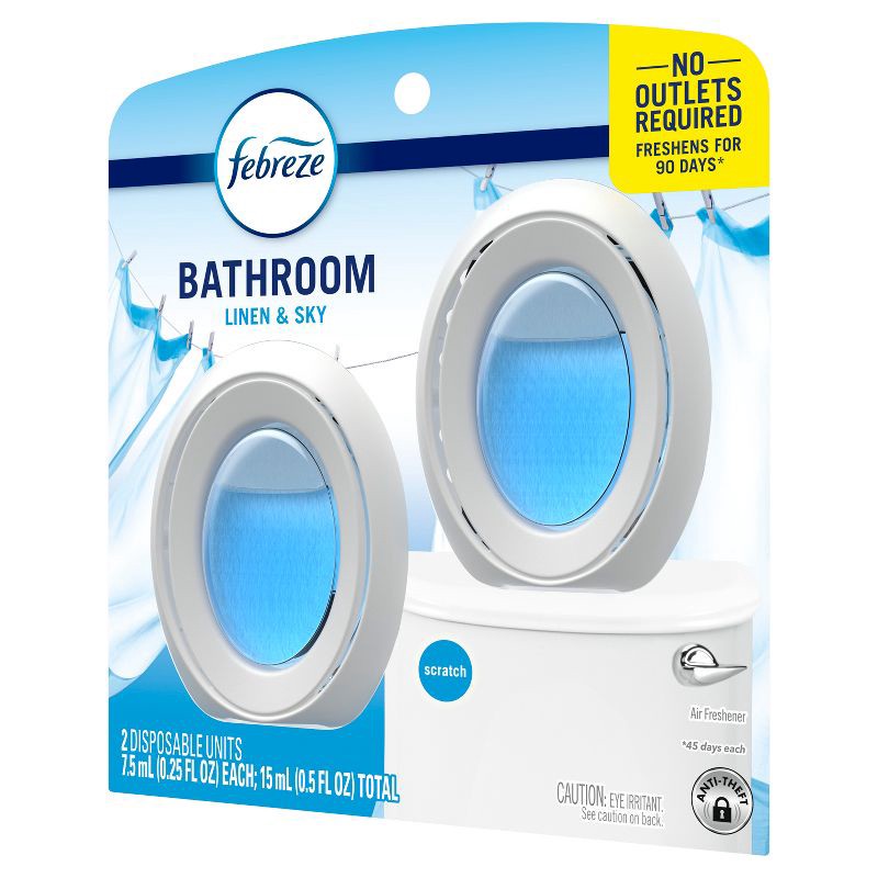 slide 11 of 13, Febreze Linen & Sky Bathroom Air Freshener - 2ct, 2 ct