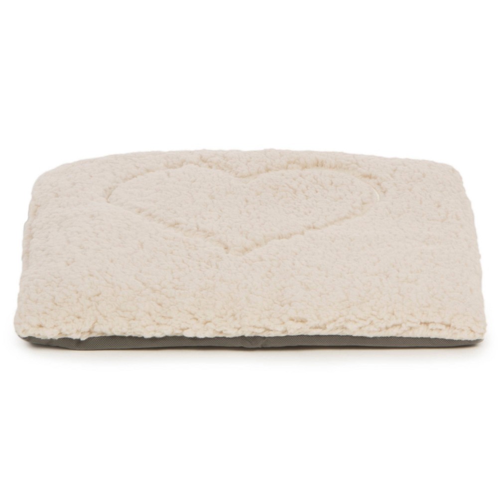 slide 4 of 6, SmartyKat Crinkle Cloud Heart Stitched Crinkle Cat Mat and Bed - Off-White, 1 ct