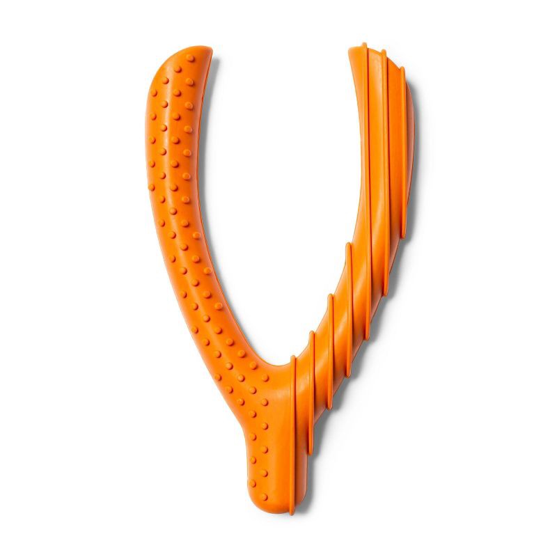 slide 1 of 4, Rubber Wishbone Dog Toy - Orange - Boots & Barkley™, 1 ct
