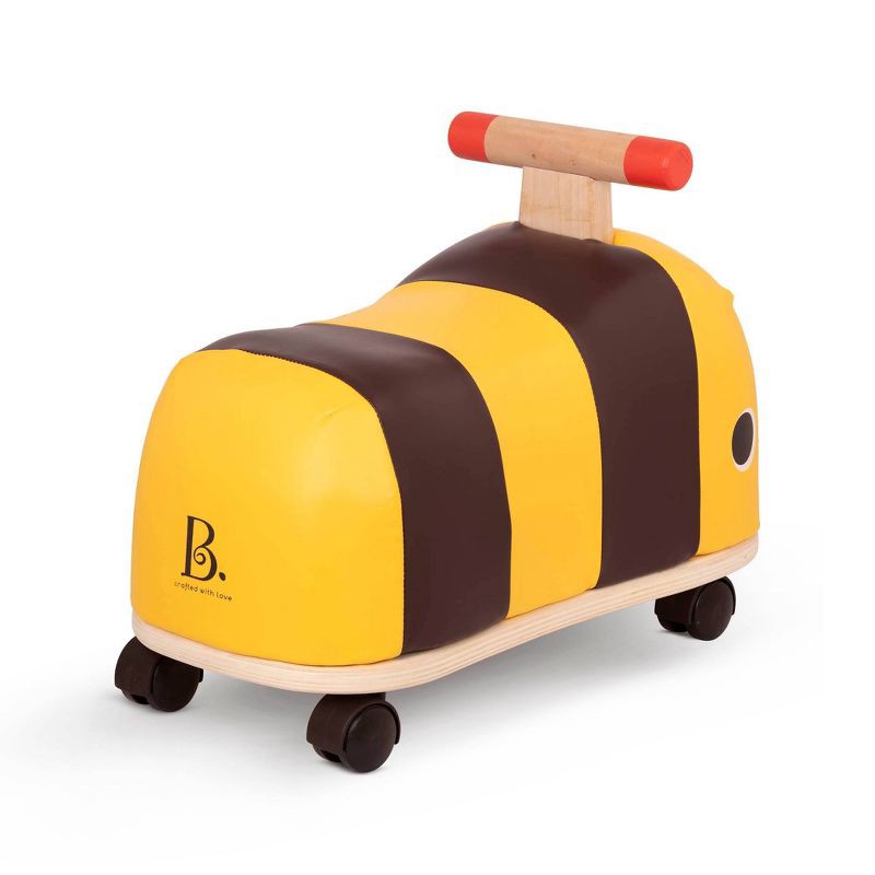 slide 6 of 6, B. toys Wooden Bee Ride-On - Boom Buggy: Toddler Push Toy, Physical Fitness Builder, Max Capacity 88 lbs, 88 lb