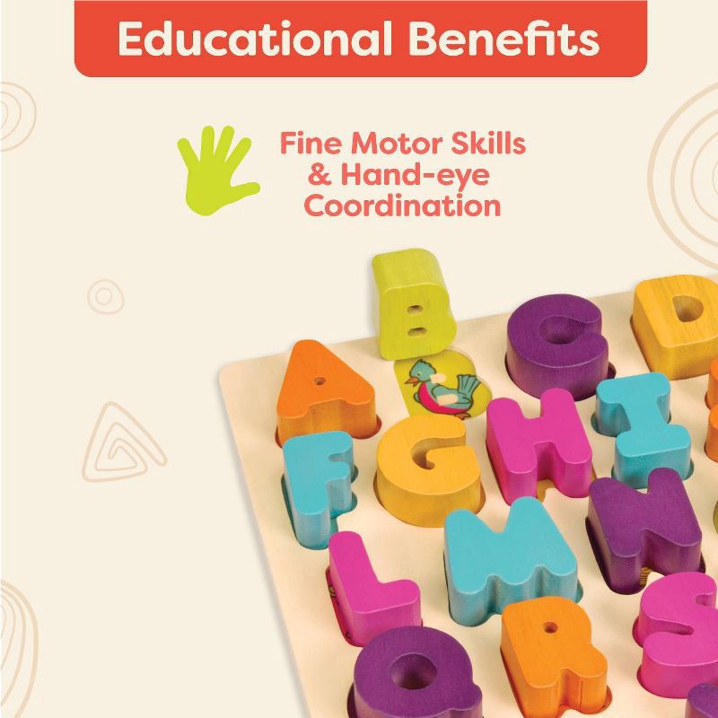 slide 4 of 7, B. toys Wooden Alphabet Puzzle - Alpha-B.-Tical 27pc, 27 ct