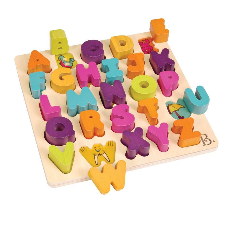 slide 1 of 7, B. toys Wooden Alphabet Puzzle - Alpha-B.-Tical 27pc, 27 ct