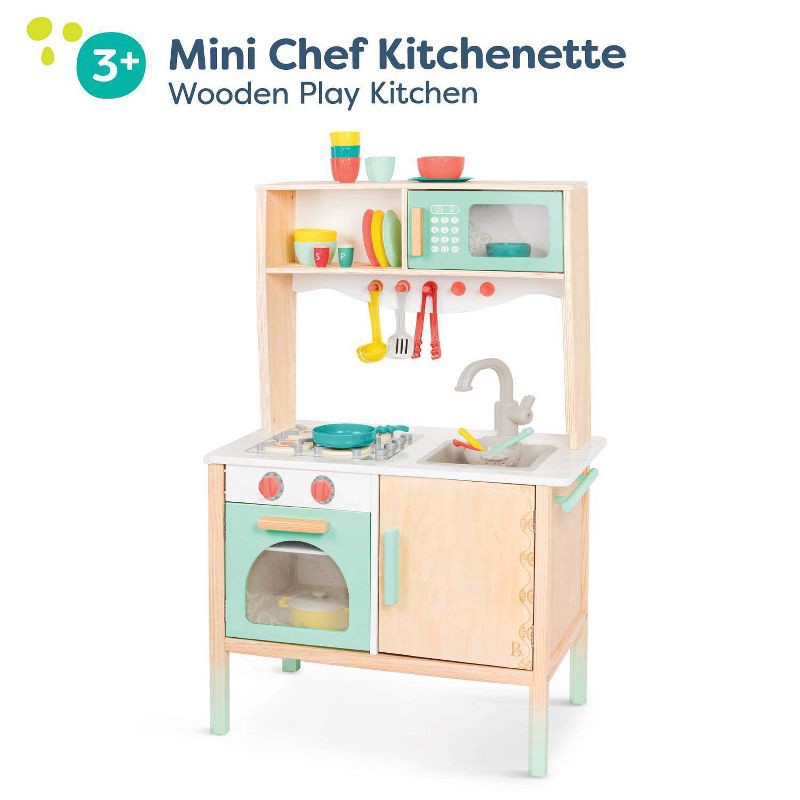 slide 3 of 10, B. toys Wooden Play Kitchen - Mini Chef Kitchenette, 1 ct