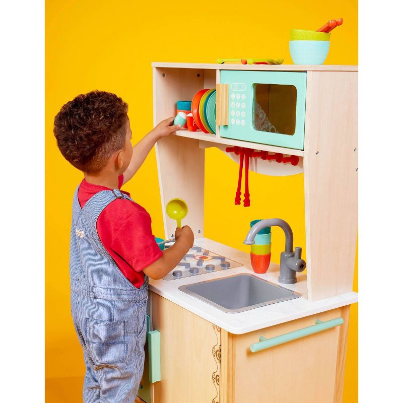 slide 8 of 10, B. toys Wooden Play Kitchen - Mini Chef Kitchenette, 1 ct