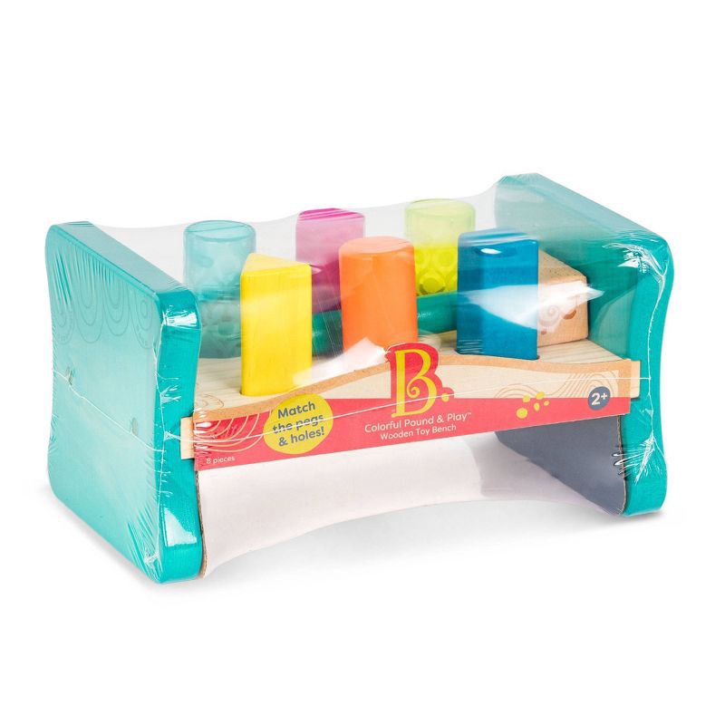 slide 3 of 7, B. toys Wooden Shape Sorter - Colorful Pound & Play, 1 ct