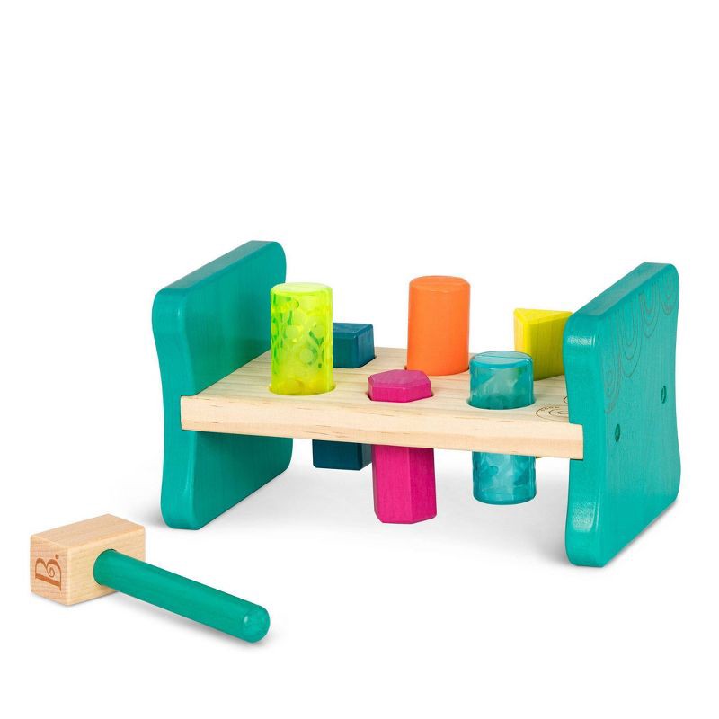 slide 1 of 7, B. toys Wooden Shape Sorter - Colorful Pound & Play, 1 ct