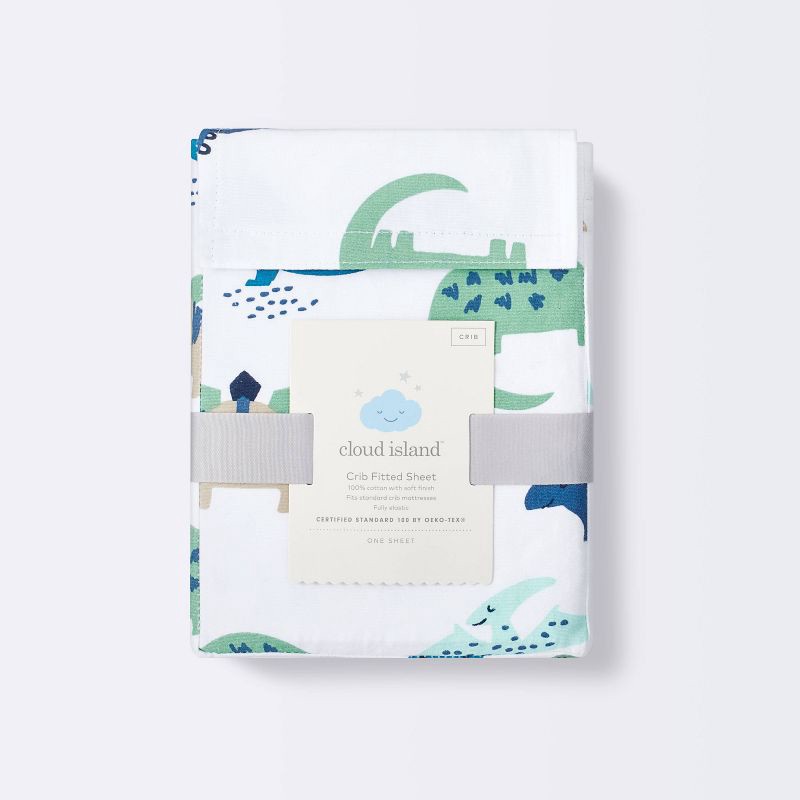 slide 5 of 5, Fitted Crib Sheet Dinos Cool - Cloud Island™ - Blue/Green, 1 ct