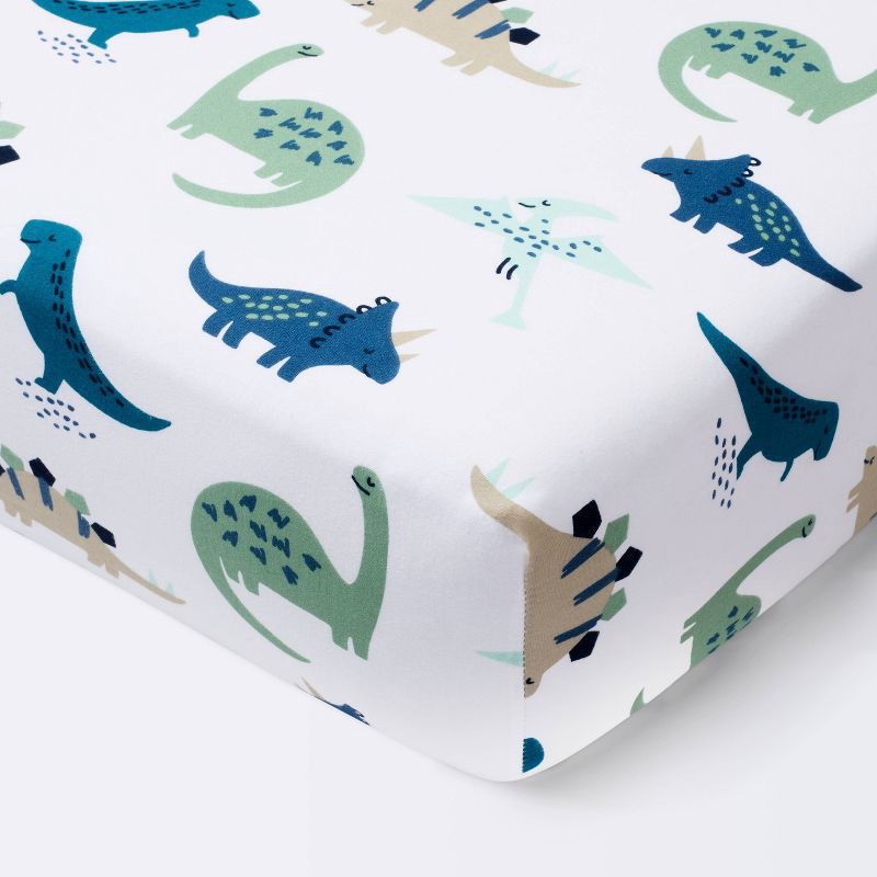 slide 1 of 5, Fitted Crib Sheet Dinos Cool - Cloud Island™ - Blue/Green, 1 ct