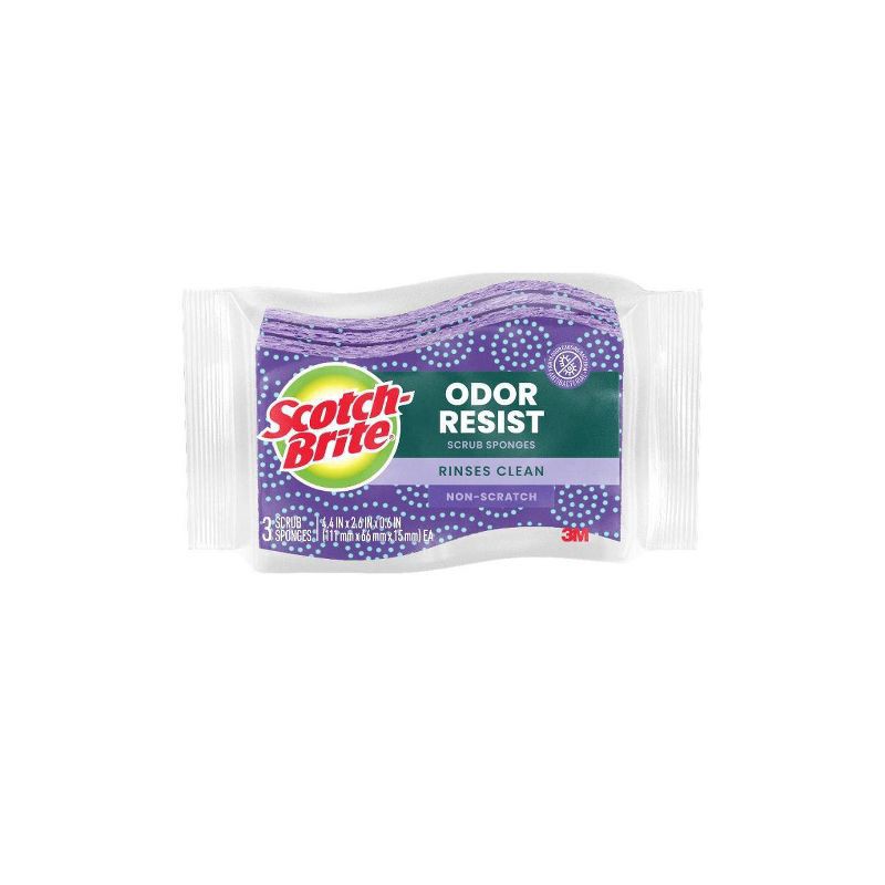 slide 2 of 13, Scotch-Brite Odor Resist Non-Scratch Sponges - 3ct, 3 ct