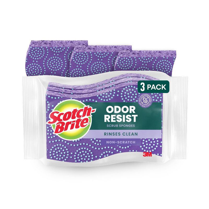 slide 1 of 13, Scotch-Brite Odor Resist Non-Scratch Sponges - 3ct, 3 ct