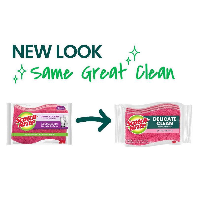slide 2 of 14, Scotch-Brite Delicate Clean Non-Scratch Scrub Sponges - 3ct, 3 ct