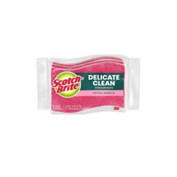 Scotch-Brite Delicate Clean Non-Scratch Scrub Sponges - 3ct: Multi-Surface, Reusable Cellulose Cleaning Tools