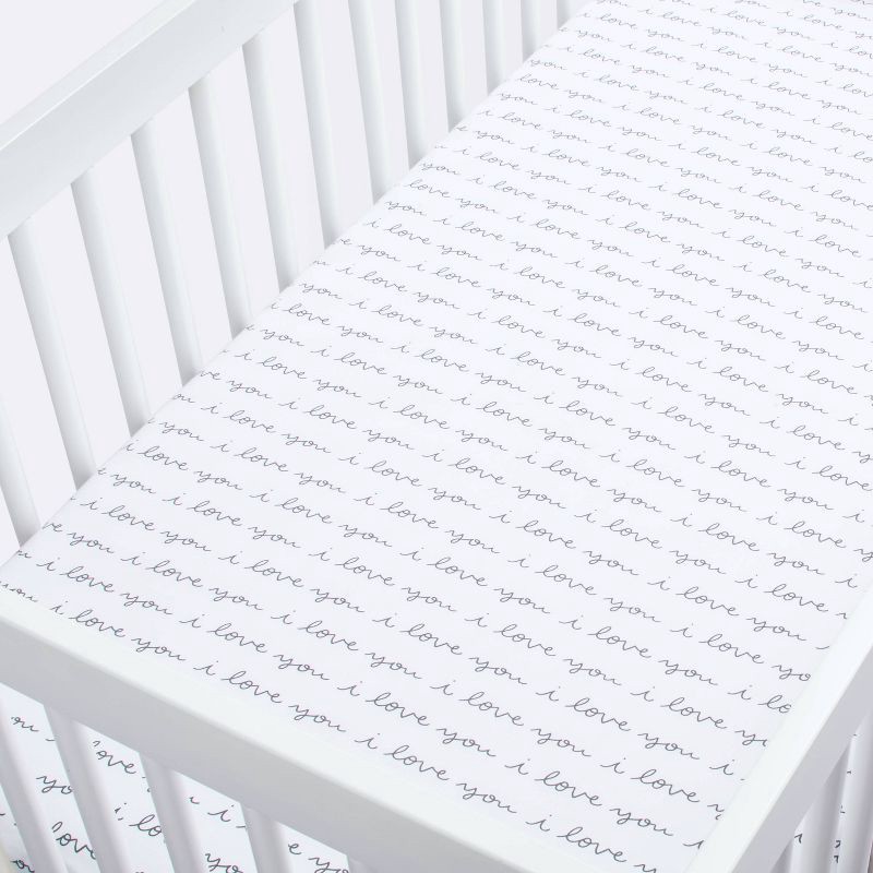 slide 3 of 5, Fitted Crib Sheet I Love You - Cloud Island™ White/Gray, 1 ct