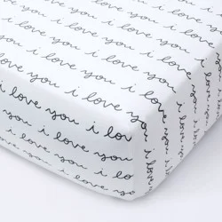 Fitted Crib Sheet I Love You - Cloud Island™ White/Gray