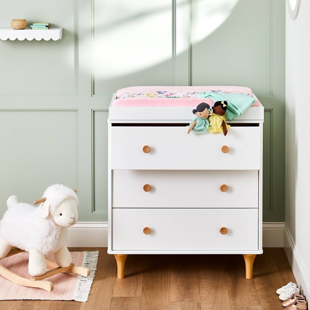 slide 2 of 4, Changing Pad Cover Wildflower - Cloud Island Pink Floral, 1 ct