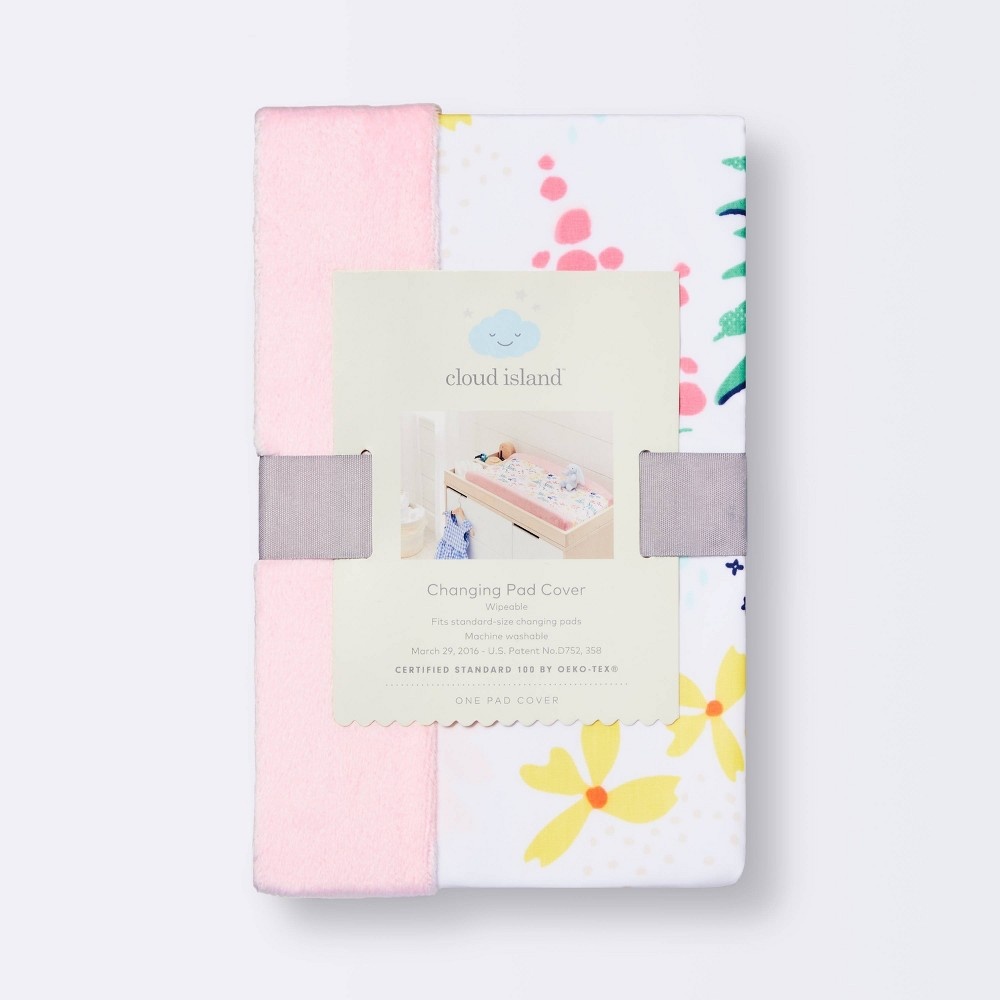 slide 3 of 4, Changing Pad Cover Wildflower - Cloud Island Pink Floral, 1 ct