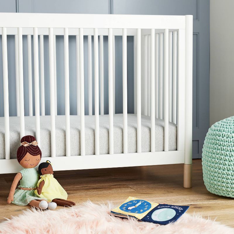 slide 2 of 5, Fitted Jersey Crib Sheet Knit Heather Gray - Cloud Island™ Gray, 1 ct