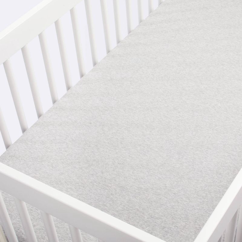 slide 3 of 5, Fitted Jersey Crib Sheet Knit Heather Gray - Cloud Island™ Gray, 1 ct