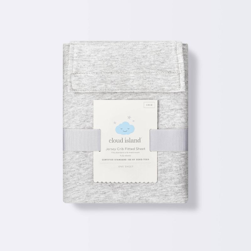 slide 5 of 5, Fitted Jersey Crib Sheet Knit Heather Gray - Cloud Island™ Gray, 1 ct
