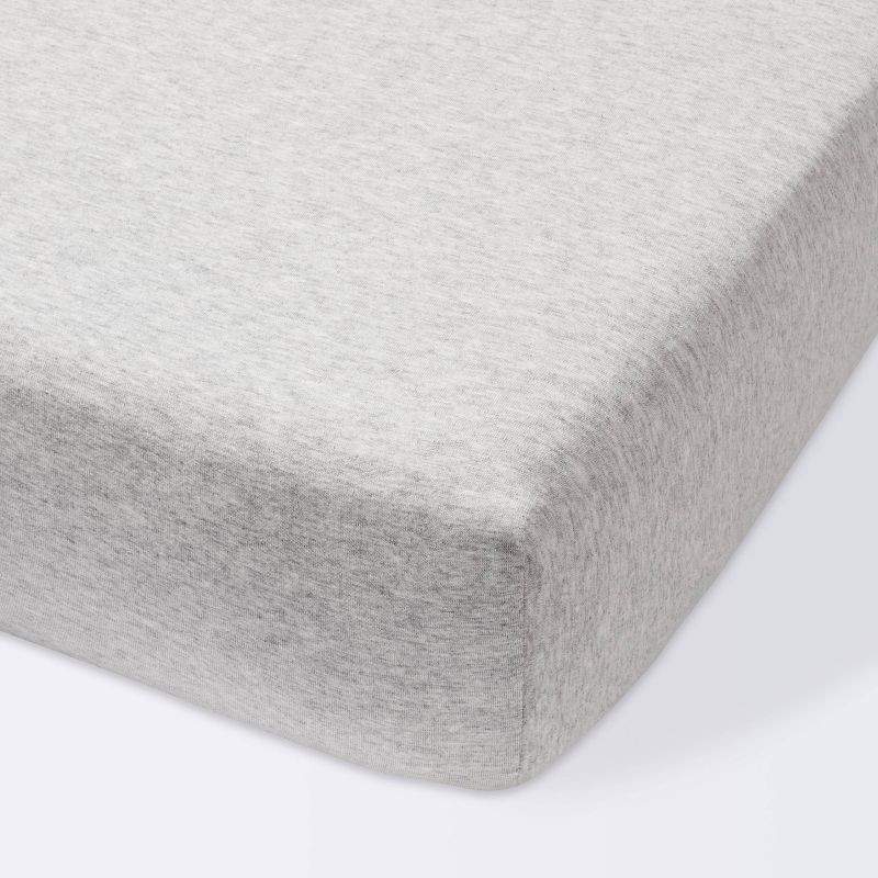 slide 1 of 5, Fitted Jersey Crib Sheet Knit Heather Gray - Cloud Island™ Gray, 1 ct