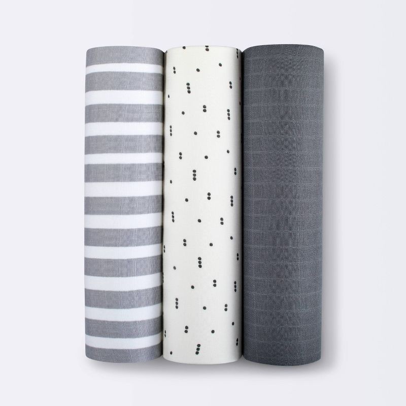 slide 1 of 3, Muslin Swaddle Blanket Boutique 3pk - Cloud Island™, 3 ct