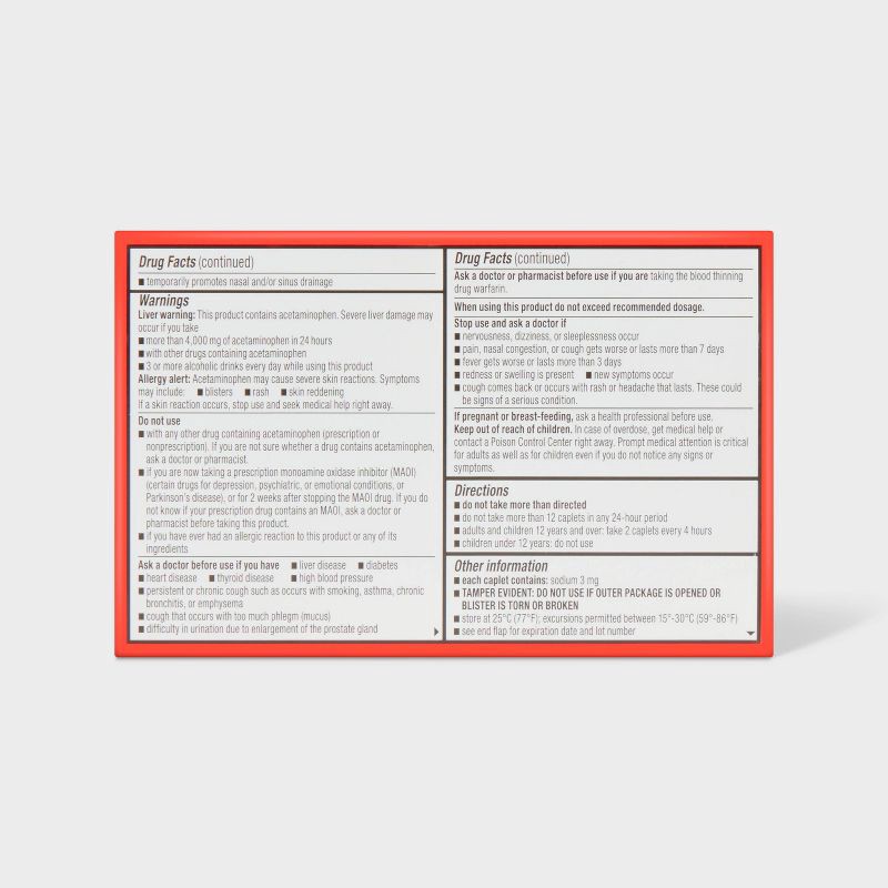 slide 3 of 6, Acetaminophen Sinus Pressure, Pain & Cough Relief Caplets - 20ct - up&up™, 20 ct