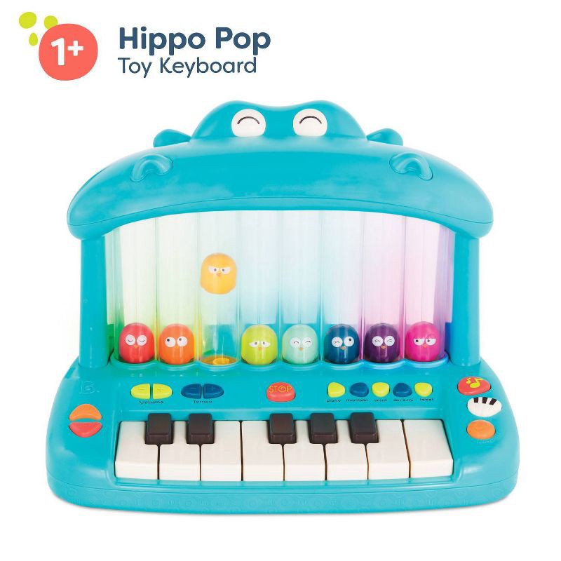 slide 5 of 7, B. toys Toy Piano for Kids Hippo Pop, 1 ct
