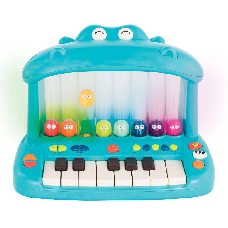 slide 1 of 7, B. toys Toy Piano for Kids Hippo Pop, 1 ct