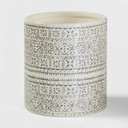 Stoneware Genesis Stripe Utensil Holder White/Gray - Threshold