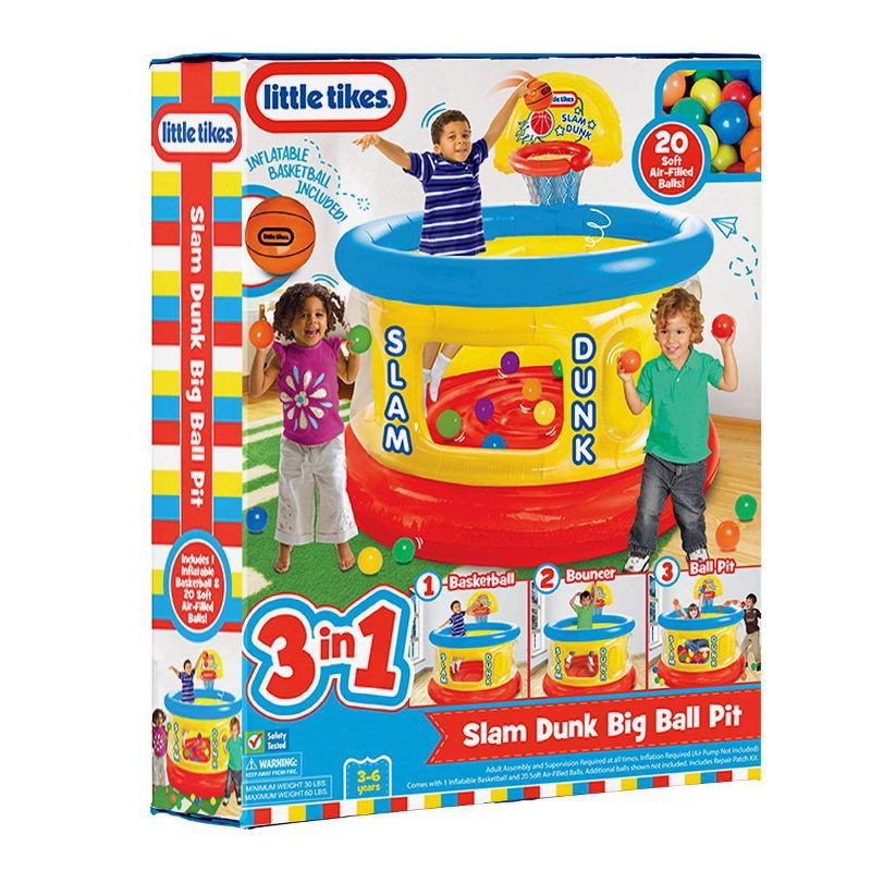slide 1 of 6, Little Tikes Slam Dunk Big Ball Pit with 20 Air-Filled Balls: For Ages 3-6, Plastic, 1 ct