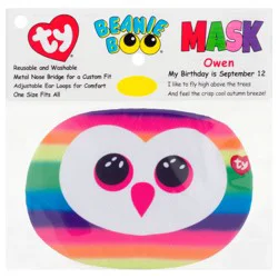 TY Beanie Boo Owen-Multicolor Owl Protective Face Mask