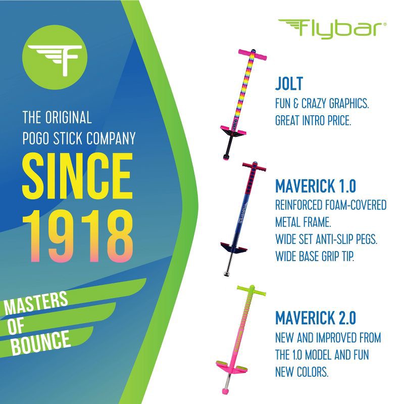 slide 10 of 10, Flybar Maverick Pogo Stick - Blue/Green, 1 ct