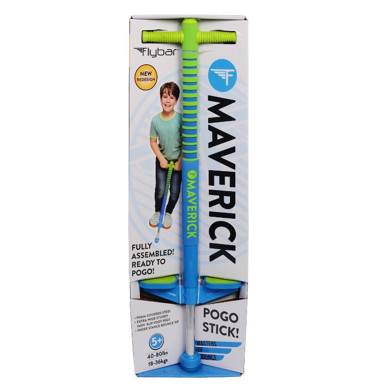 slide 1 of 10, Flybar Maverick Pogo Stick - Blue/Green, 1 ct