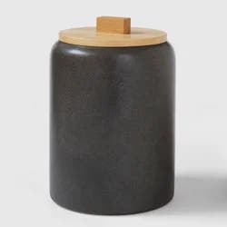 Large Stoneware Tilley Food Storage Canister with Wood Lid Black - Threshold™: Kitchen Canister, Matte Finish