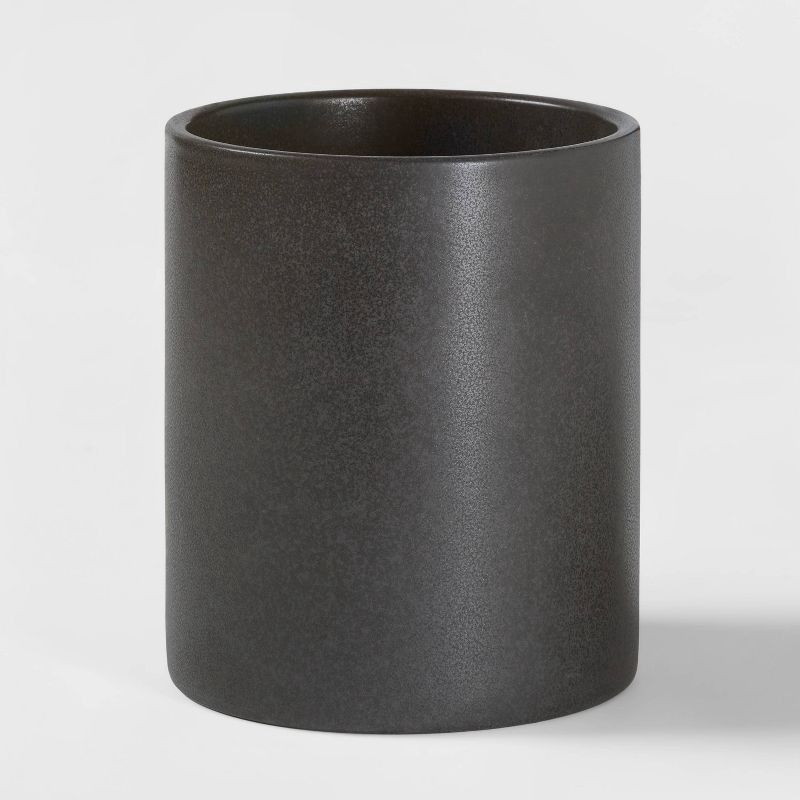 slide 1 of 3, Stoneware Tilley Utensil Holder Black - Threshold™: Kitchen Utensil Storage, Dishwasher-Safe, Glazed Matte Finish, 1 ct