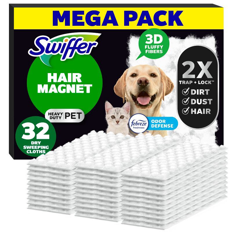 slide 1 of 15, Swiffer Sweeper Pet Heavy Duty Multi-Surface Dry Cloth Refills for Floor Sweeping and Cleaning - 32ct, 32 ct