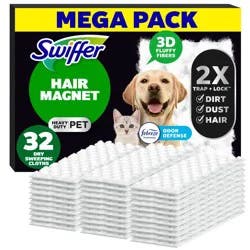Swiffer Sweeper Pet Heavy Duty Multi-Surface Dry Cloth Refills for Floor Sweeping and Cleaning - 32ct