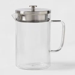 67oz Glass Pitcher with Stainless Steel Lid - Threshold™: Dishwasher-Safe Drink Server for Hot or Cold Beverages